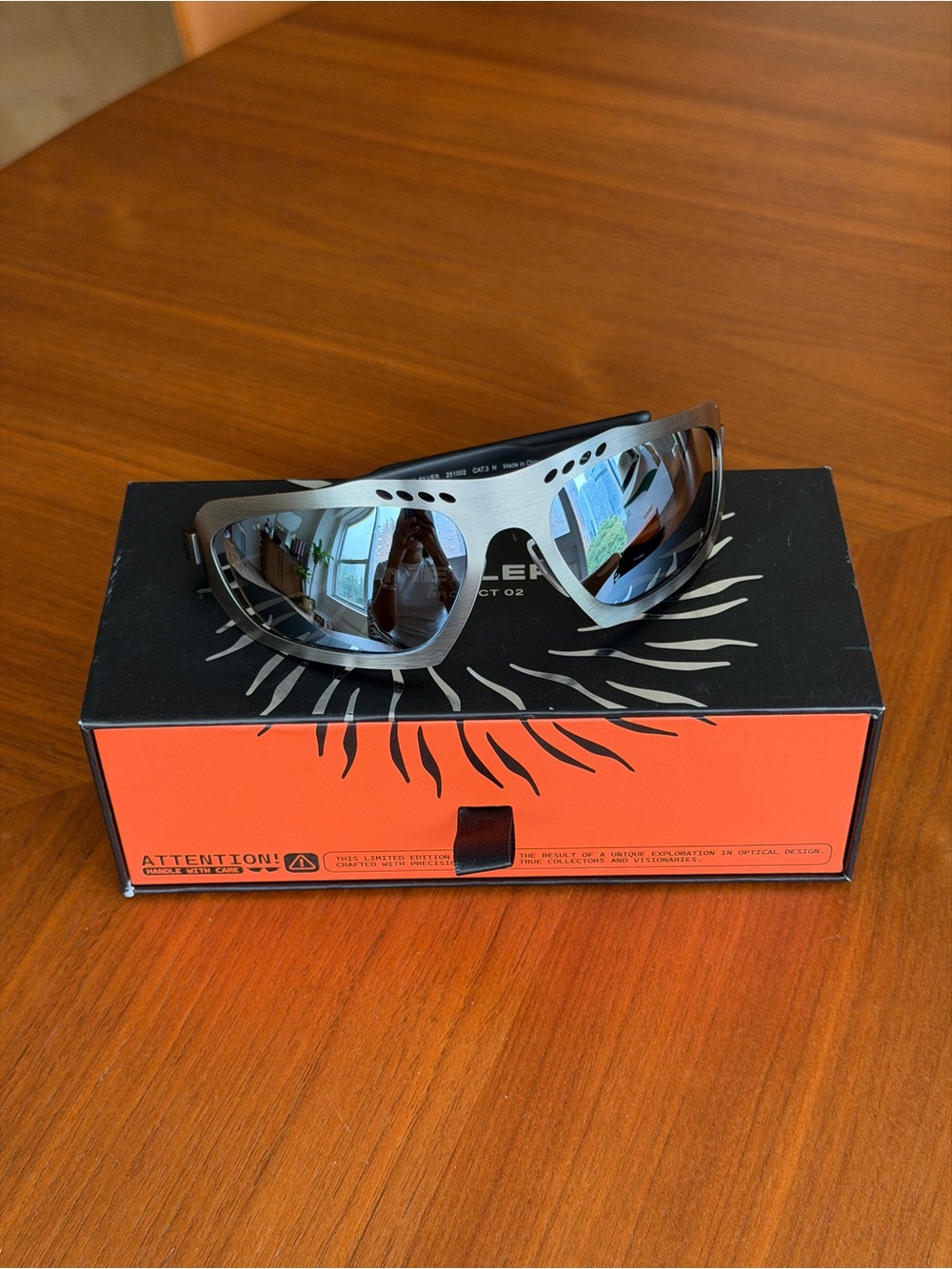 Meller Project 01 Silver Mirrored Wrap Sunglasses